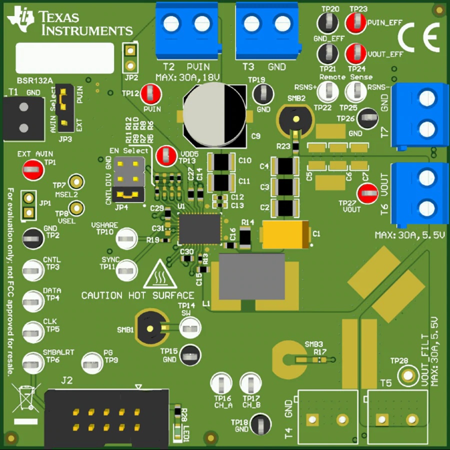 TPS546B24AEVM-1PH转换器评估模块电路板布局结构