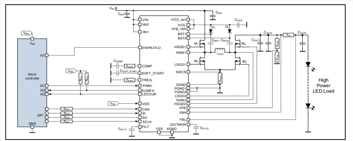 TLD5542-1 H桥DC / DC开关控制器应用电路图