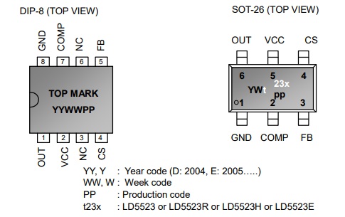 PWM控制器LD5523的引脚图
