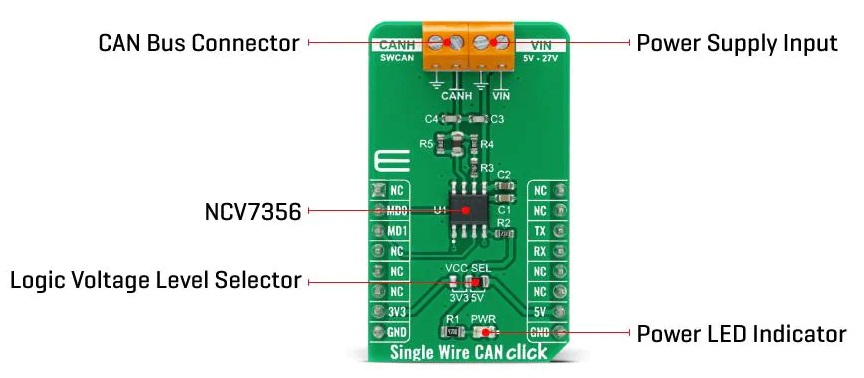 Mikroe Single Wire CAN Click结构图