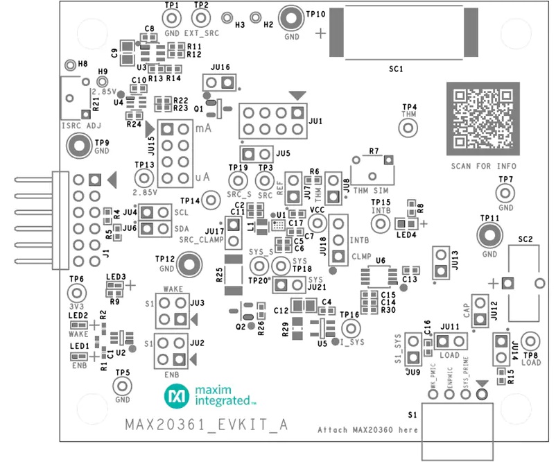 MAX20361评估电路板布局结构