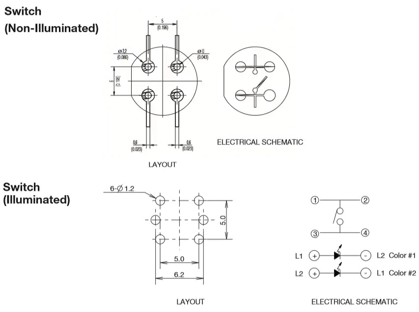 D6 SPST瞬时按键开关PCB布局结构1