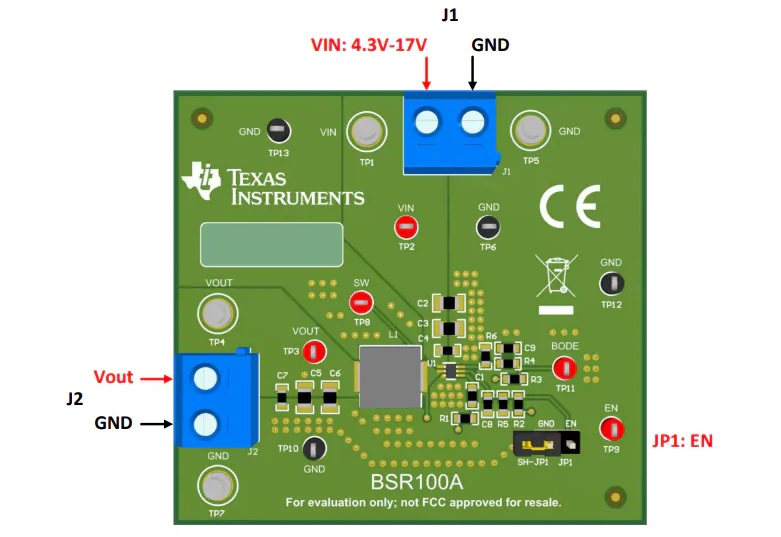 TPS563202EVM评估模块连接器和跳线放置