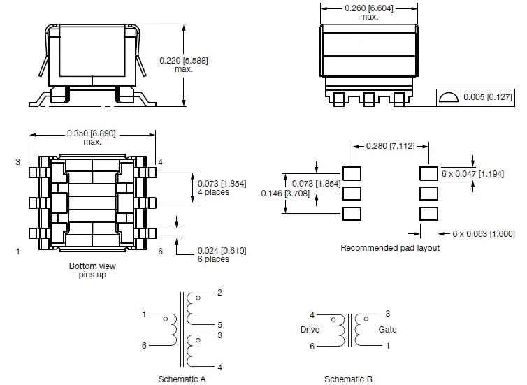 UGDT微型栅极驱动变压器尺寸输入 （毫米）