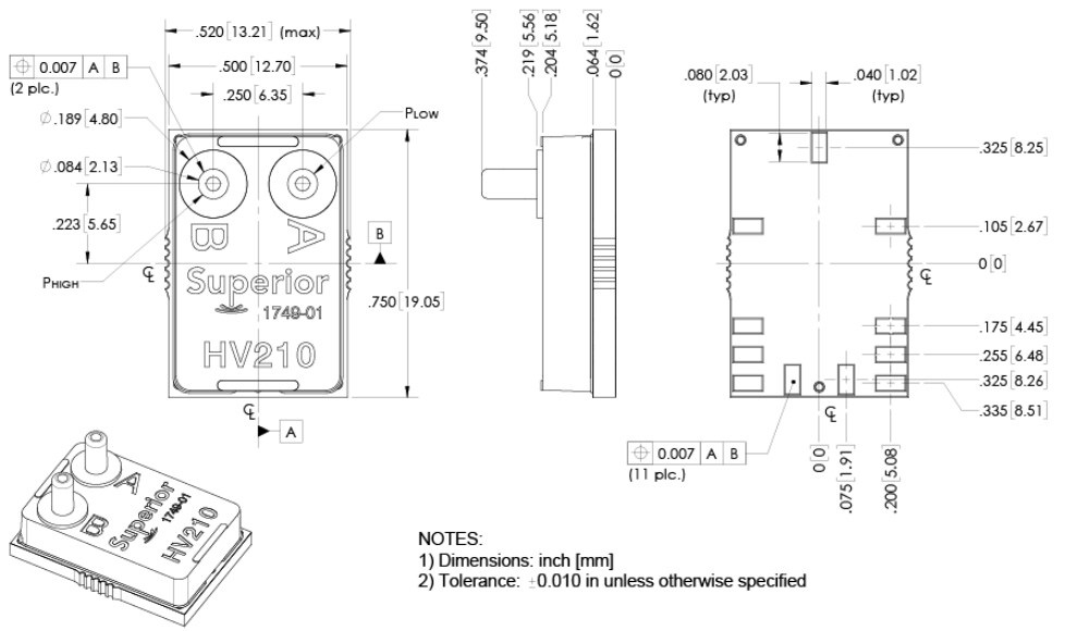 HV160差动低压传感器包装尺寸