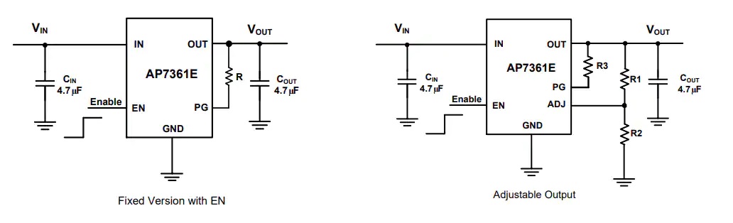 AP7361E低压降稳压器AP7361E典型应用图