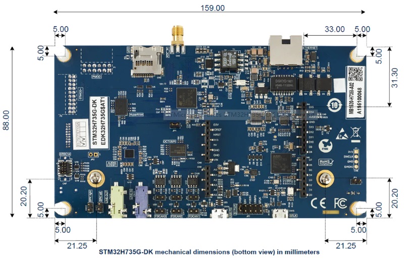 STM32H735G-DK板子尺寸