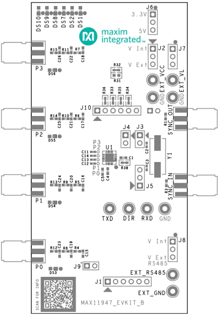 MAX11947EVKIT电路板布局结构