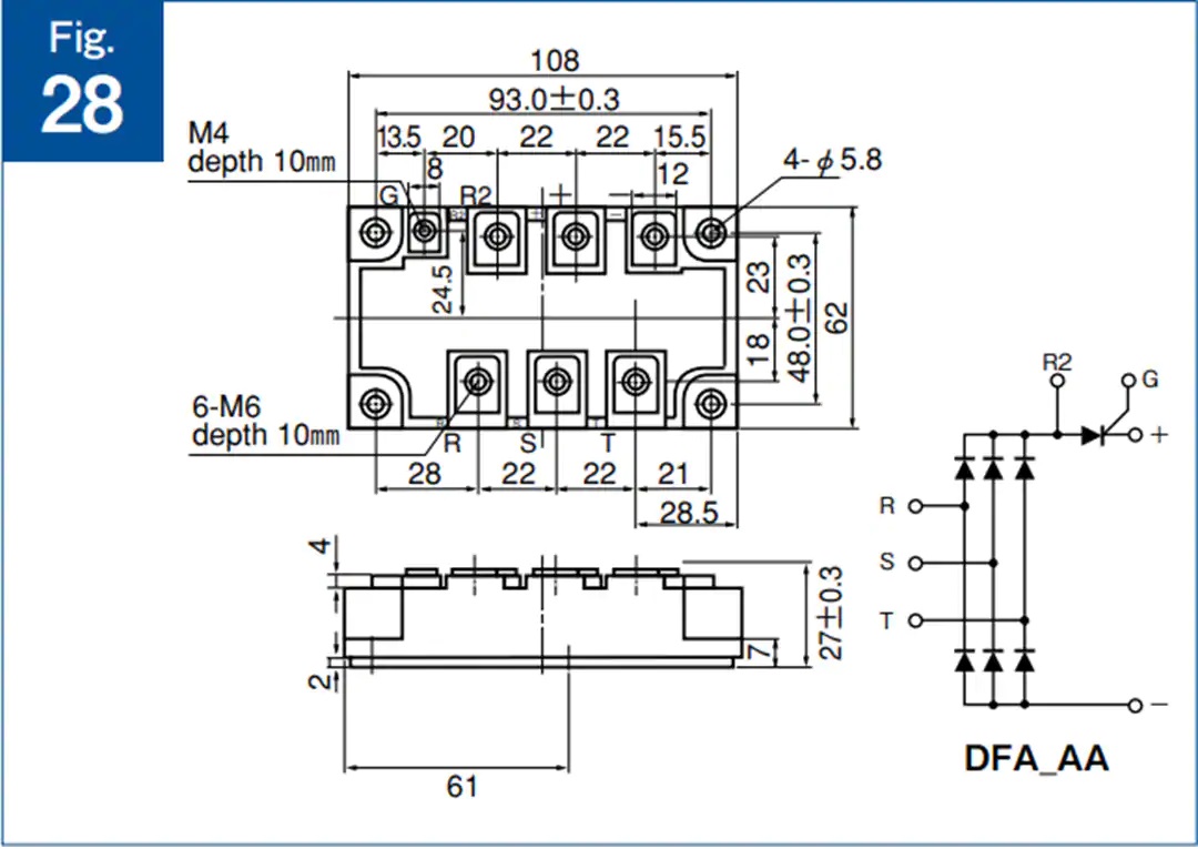 DFA系列800V和1600V二极管电源模块包装概述3