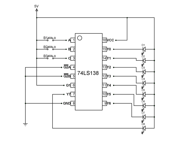 解码器芯片74LS138的工作原理图