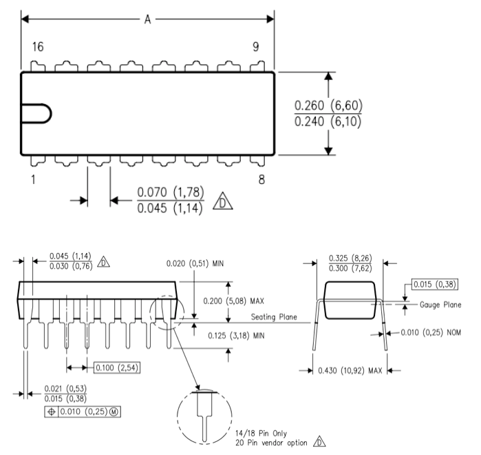 CD4060（PDIP）的2D模型