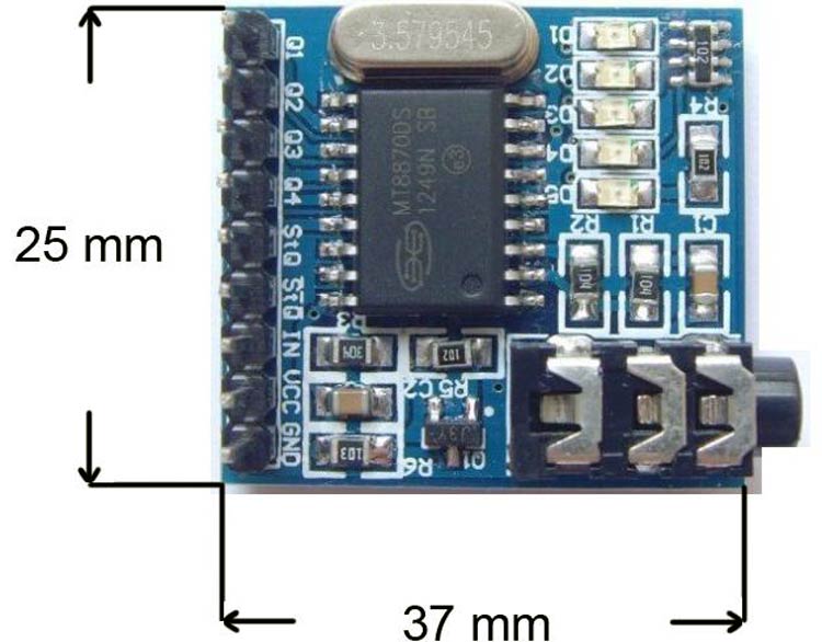 MT8870 DTMF模块的尺寸如下所示