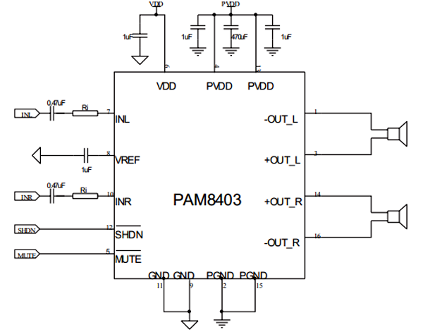 芯片PAM8406原理图图片