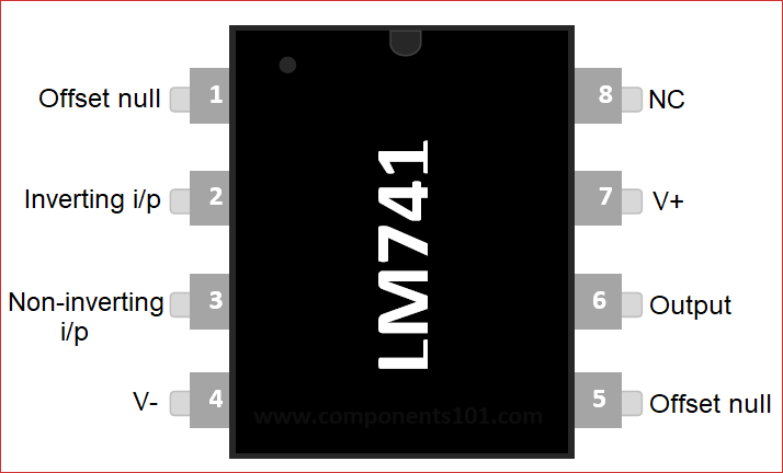 LM741运算放大器IC引脚