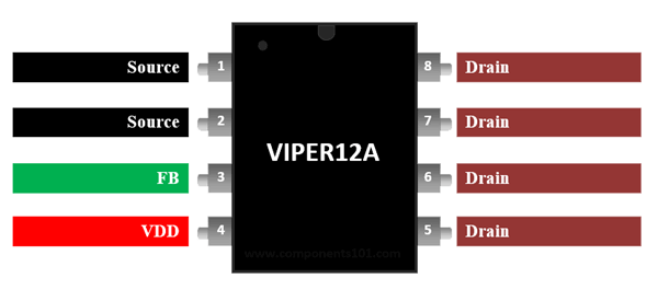 VIPER12A SMPS降压稳压器IC引脚排列