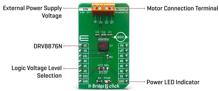 Mikroe H-Bridge 7 Click_特性_功能结构图及应用领域