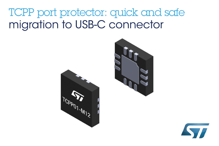 TCPP01M12-USB端口保护IC，可快速移植到Type-C连接器