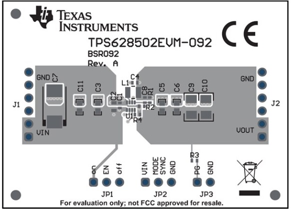 德州仪器TPS628502EVM-092转换器评估模块