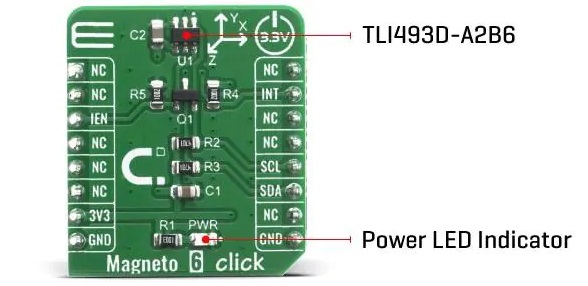 为磁感应应用而生的Magneto 6 Click_特性_引脚功能图及应用领域