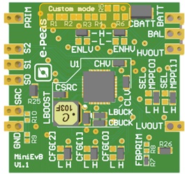 可为系统提供两个独立的稳压电压的芯片AEM10941的迷你评估板e-peas EVK10941M