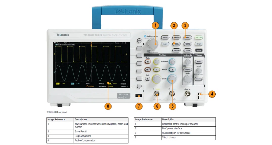 Tektronix TBS1000C数字存储示波器介绍_特性_技术指标及接口功能图